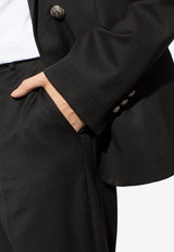 Balmain Turn-Up Tailored Wool Pants Black CH1PM030 WB12-0PA