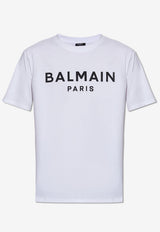 Balmain Logo Print Crewneck T-shirt White CH1EG000 BB73-GAB