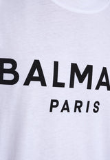Balmain Logo Print Crewneck T-shirt White CH1EG000 BB73-GAB