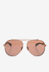 Balmain Captain Aviator Sunglasses Brown BPS-125E-62 0-0
