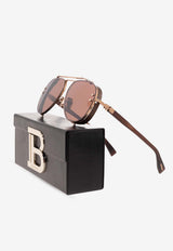 Balmain Captain Aviator Sunglasses Brown BPS-125E-62 0-0