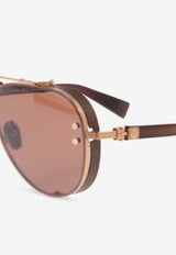 Balmain Captain Aviator Sunglasses Brown BPS-125E-62 0-0