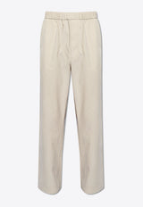 Moncler Logo Embroidered Corduroy Pants Grey J10912A00022 597J0-215