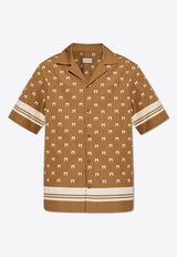 Moncler Logo Monogram Short-Sleeved Shirt Brown J10912F00010 597P3-S20