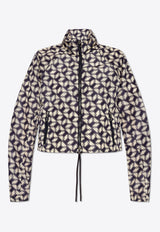Moncler Mapressa Chain Print Cropped Jacket Navy Blue J10931A00141 597MX-F70