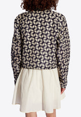 Moncler Mapressa Chain Print Cropped Jacket Navy Blue J10931A00141 597MX-F70