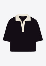 Moncler Logo Patched Cropped Polo T-shirt Navy Blue J10938A00008 89AJU-778