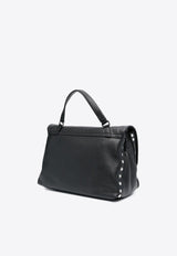 Zanellato Medium Postina Leather Shoulder Bag Black 0680100040000M_Z0001