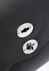 Zanellato Medium Postina Leather Shoulder Bag Black 0680100040000M_Z0001