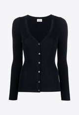 P.A.R.O.S.H V-neck Ribbed Knit Cardigan Navy D520738CIPRIA24_012