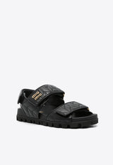 Miu Miu Logo Plaque Matelassé Sandals Black 5X135EF01088T_F0002