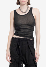 Ann Demeulemeester Mara Wrinkled Sheer Cropped Tank Top Black B0011982FA434_099