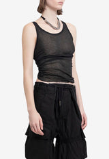 Ann Demeulemeester Mara Wrinkled Sheer Cropped Tank Top Black B0011982FA434_099
