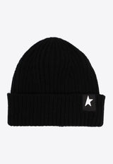 Golden Goose DB Star Patch Ribbed Beanie Black GUP01035P000601_90100
