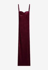 Balenciaga Bustier Velvet Maxi Dress Plum 794452TKQ22/R_BALEN-5061