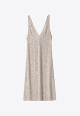 Miu Miu Embellished Midi Chiffon Dress Silver MF5438SOOO15D6_F0118