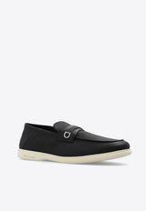 Ferragamo Drame Loafers in Textured Leather Black 021599 DRAME 768454-NERO