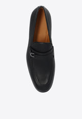 Ferragamo Desio Textured Leather Loafers Black 022385 DESIO 768125-NERO