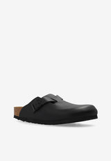 Birkenstock Boston Leather Buckled-Strap Slides Black 60193 0-BLACK