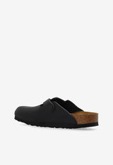 Birkenstock Boston Leather Buckled-Strap Slides Black 60193 0-BLACK