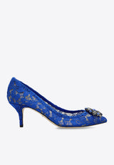 Dolce & Gabbana Bellucci 60 Lace Pumps with Brooch Blue CD0066 AL198-80650