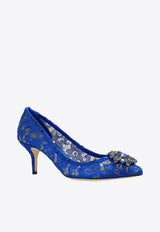 Dolce & Gabbana Bellucci 60 Lace Pumps with Brooch Blue CD0066 AL198-80650