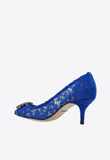 Dolce & Gabbana Bellucci 60 Lace Pumps with Brooch Blue CD0066 AL198-80650