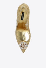 Dolce & Gabbana Bellucci 90 Lace Pumps with Brooch Gold CD0101 AE637-80997
