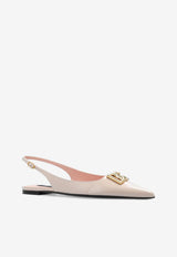 Dolce & Gabbana DG Logo Polished Leather Slingback Flats Pink CG0750 A1037-8L419