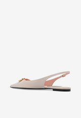 Dolce & Gabbana DG Logo Polished Leather Slingback Flats Pink CG0750 A1037-8L419