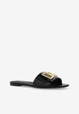 Dolce & Gabbana Bianca DG Logo Polished Leather Slides Black CQ0592 A1037-80999
