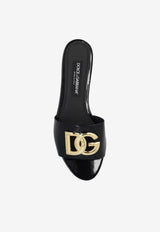 Dolce & Gabbana Bianca DG Logo Polished Leather Slides Black CQ0592 A1037-80999