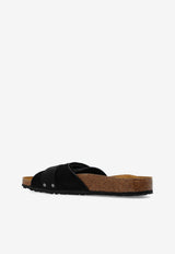 Birkenstock Oita Riveted Suede Slides Black 1024200 0-MODERN SUEDE BLACK