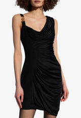 Versace Medusa 95 Ruched Mini Dress Black 1014126 1A00572-1B000