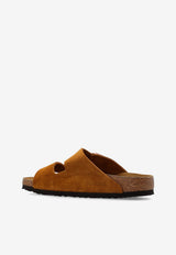 Birkenstock Arizona Suede Double-Buckle Slides Brown 1027082 0-MINK