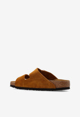 Birkenstock Arizona Suede Buckled-Straps Slides Brown 1027162 0-MINK