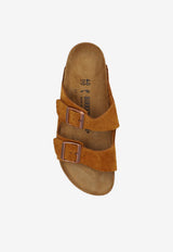 Birkenstock Arizona Suede Buckled-Straps Slides Brown 1027162 0-MINK
