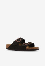 Birkenstock Arizona Leather Buckled-Straps Slides Brown 1027083 0-MOCCA