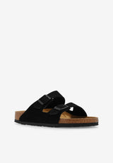 Birkenstock Arizona Suede Double-Buckle Slides Black 1027152 0-BLACK