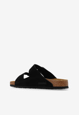 Birkenstock Arizona Suede Double-Buckle Slides Black 1027152 0-BLACK