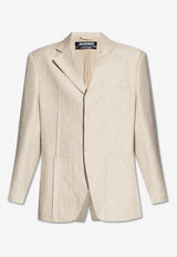 Jacquemus Single-Breasted Linen Blazer Cream 213JA101 1358-130