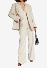 Jacquemus Single-Breasted Linen Blazer Cream 213JA101 1358-130