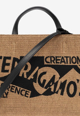 Ferragamo Small Sign Logo Tote Bag Beige 219407 TT SIGN S 773813-MIELE NERO