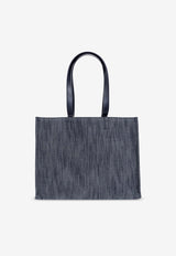 Ferragamo Medium Sign Logo Denim Tote Bag Navy Blue 219406 TT SIGN M 773820-DENIM NATURALE