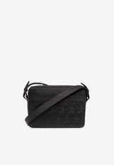 Ferragamo Embossed Gancini Leather Messenger Bag Black 241363 TRA EMB BLO 763359-NERO