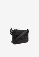 Ferragamo Embossed Gancini Leather Messenger Bag Black 241363 TRA EMB BLO 763359-NERO