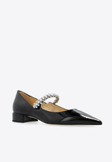 Jimmy Choo Bing Crystal-Strap Ballerina Shoes Black BING PUMP FLAT PAT-BLACK