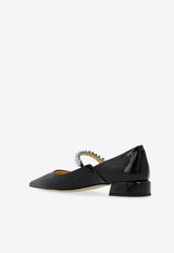 Jimmy Choo Bing Crystal-Strap Ballerina Shoes Black BING PUMP FLAT PAT-BLACK