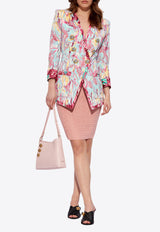 Feather-Printed Double-Breasted Blazer