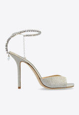 Jimmy Choo Saeda 100 Glittered Sandals Silver SAEDA SANDAL 100 GJV-PLATINUM ICE CRYSTAL
